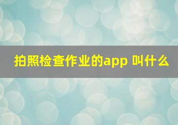 拍照检查作业的app 叫什么